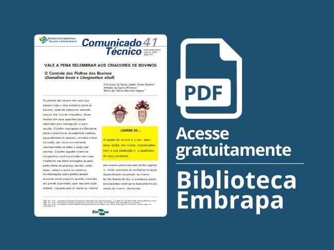 O Controle dos Piolhos dos Bovinos (Damalinia bovis e Linognathus vituli)