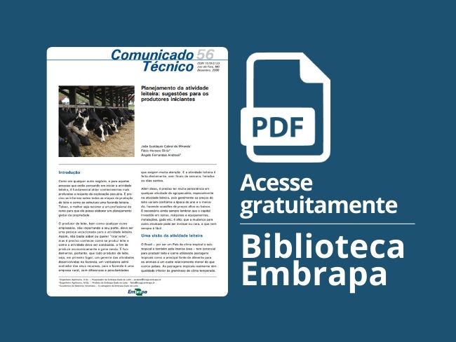 Planejamento da atividade leiteira: sugestões para os produtores iniciantes